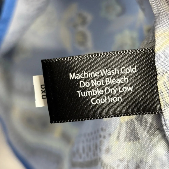 Boston Proper Border Print Flare Sleeve Shirt Xs Blue Collared Paisley Button - Picture 6 of 9